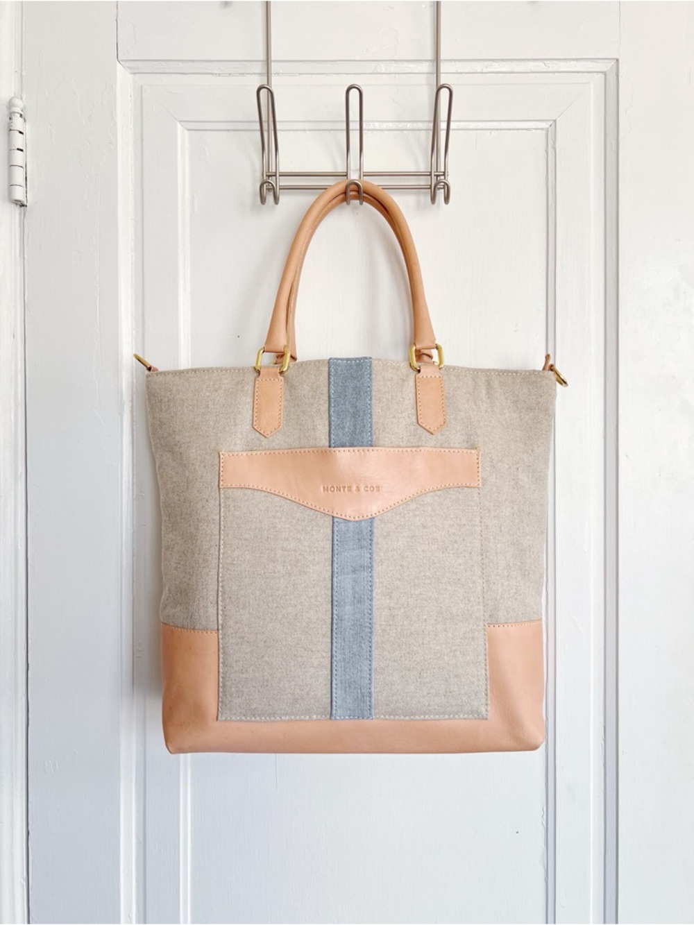 Monte & Coe • Italian Wool Tote in Natural laptop work shoulder purse bag grey